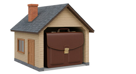 Isolated Briefcase Inside Small House Garage