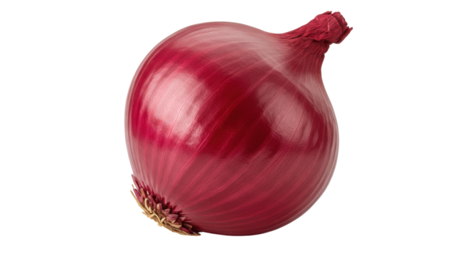 Gleaming orb of ruby hue A red onions luminous presence