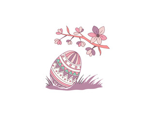 Colorful Decorative Easter Egg with Flowers – Springtime Illustration for Religious and Festive Celebrations