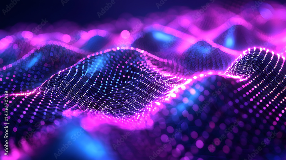 Poster dynamic neural network waveforms digital space wallpaper design futuristic environment abstract view