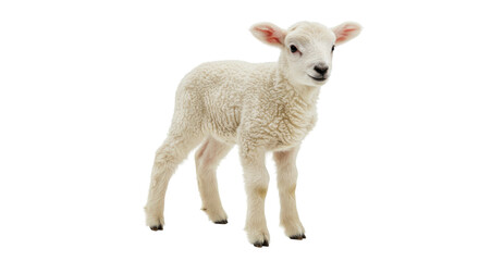 Curious lamb stands in place looking out