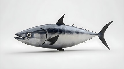 Fototapeta premium Full Body Side View of a Tuna Fish on a White Background