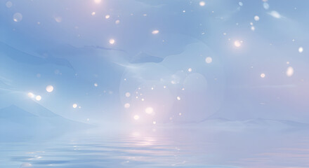 Naklejka premium Ethereal Reflections: A Serene Landscape With Gentle Waves And Sparkling Lights