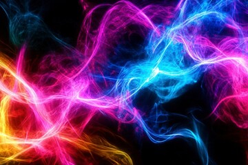 Vibrant Abstract Swirls of Colorful Light on a Dark Background