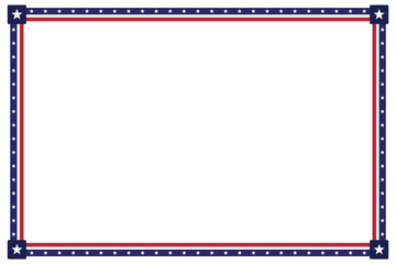 USA flag theme style rectangle border or frame for document, invitation, or decorative uses for 4th July and patriotic celebrations