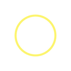 Neon glowing yellow ring with light, techno futuristic impulse circle isolated on transparent...
