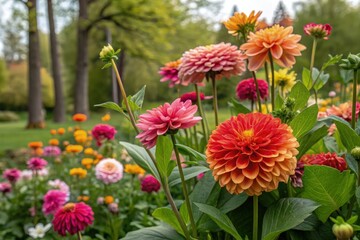Vibrant Flowers in Bloom at a Spring Garden Generative AI