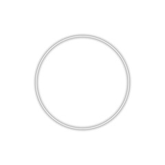 Neon glowing grey ring with light, techno futuristic impulse circle isolated on transparent background