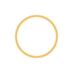 Neon glowing orange ring with light, techno futuristic impulse circle isolated on transparent...