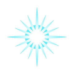 Light sparkle effect on transparent background. Cyan color with gradient rays. Shining star. Light lens flare. PNG Spotlight