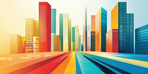 Vibrant Abstract Background Featuring Modern Skyscrapers