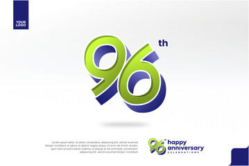 96th Anniversary 3D Number with Silver Jubilee Design in Pear Green and Violet Blue