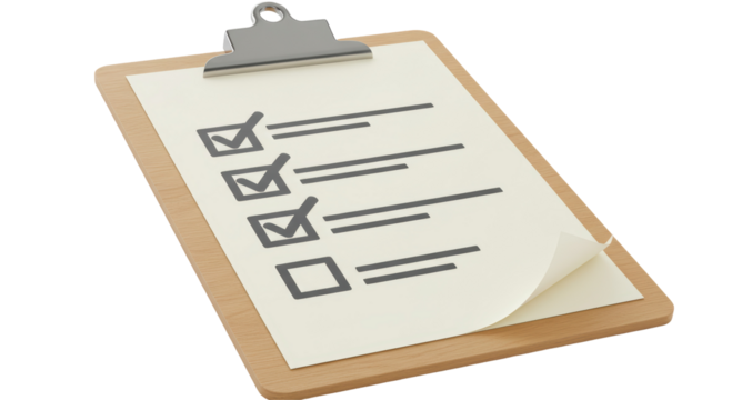 Isolated Clipboard with Checklist and Unchecked Box Illustration