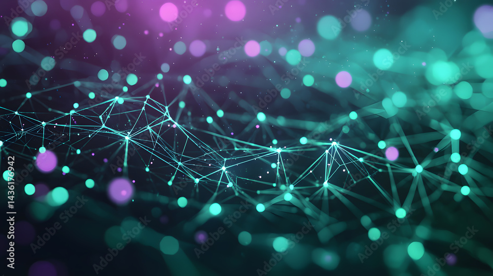 Poster dynamic blockchain cybersecurity wallpaper visualized in a digital environment with abstract network