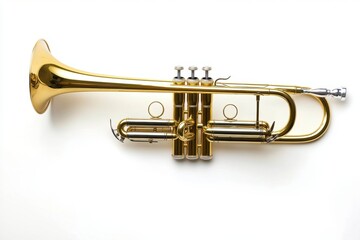 Obraz premium Polished Gold Trumpet Isolated on White Background for Music Lovers
