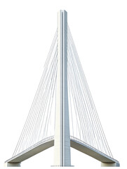 Obraz premium Contemporary cable-stayed bridge design, a minimalist architectural marvel, emphasizing structural elegance and visual harmony against an empty canvas