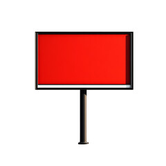 Vibrant crimson signboard poised for information, a message board on a single pole
