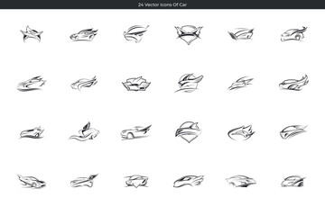 Set of car icons collection of doodle style automotive design elements