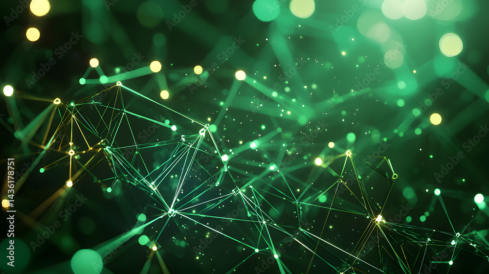 Poster dynamic cloud computing visualization wallpaper decentralized systems in a luminous green network en