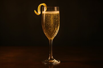 Elegant Champagne Cocktail with Lemon Twist
