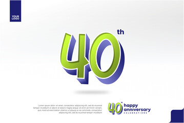 40th Anniversary 3D Number with Silver Jubilee Design in Pear Green and Violet Blue
