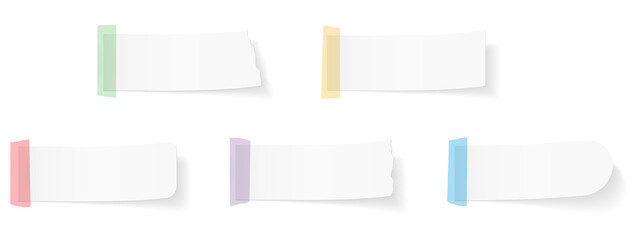 Blank horizontal paper notes with tape