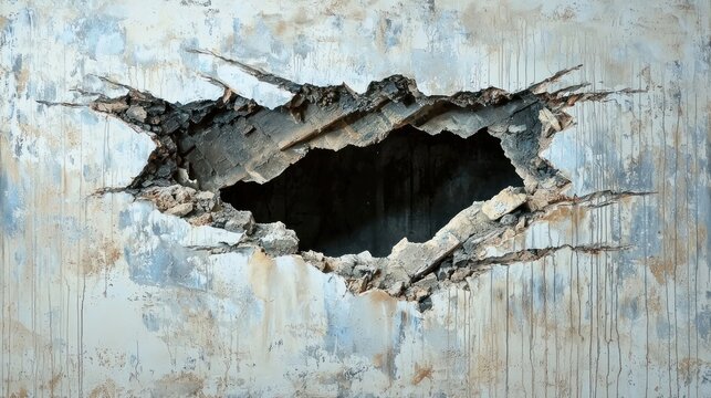 A 3D anamorphic painting of a hole in the wall