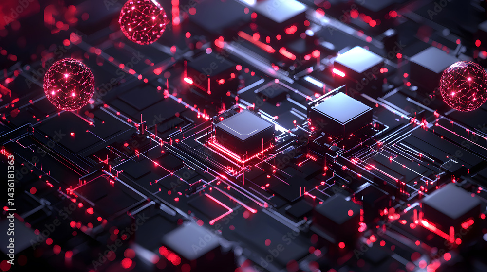 Poster dynamic cloud computing wallpaper visualizing decentralized systems in a futuristic environment