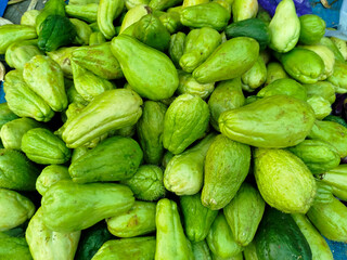 Green Chayote Vegetables Harvested Fresh
