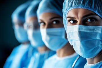 Medical Professionals in Surgical Masks Ready for Procedure