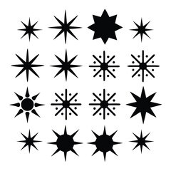 set of black silhouettes of stars