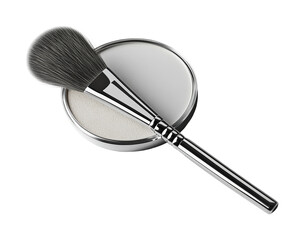 Makeup application event with brush and powder in environment isolated on transparent background