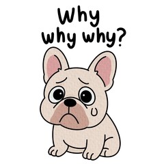 French bulldogs Cute toy dogs with funny muzzles. Adorable puppies play, rest, relax, have fun. Amusing pets, domestic animals. Flat isolated vector illustration on white