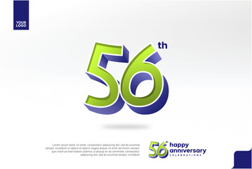 56th Anniversary 3D Number with Silver Jubilee Design in Pear Green and Violet Blue