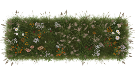 Meadow tapestry Flowers dance in grass natures lush panorama unfolds