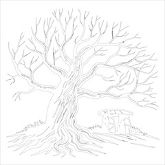 Obraz premium Ghostly Forest Spooky Tree