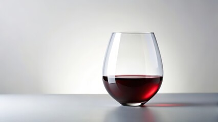Red Wine in Stemless Glass on White Background