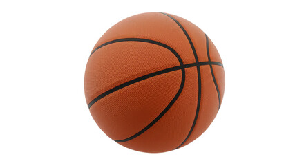 Orange basketball gleams a sphere of textured leather  dark lines against the void