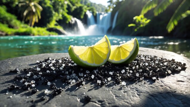 Lime Wedges with Black Salt at Waterfall Tropical Paradise