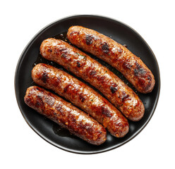 Grilling delicious sausages for summer cookout backyard food isolated on transparent background