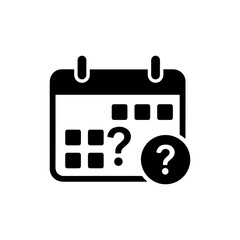 Black Filled FAQ Calendar Question Icon on Date Square