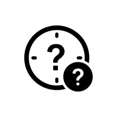Black Filled FAQ Clock Icon with Question Inside