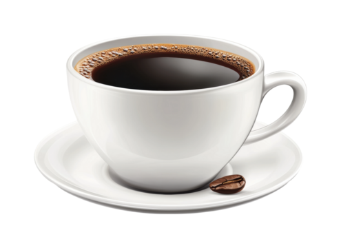 Pouring fresh black coffee into white cup kitchen table beverage warm comfort isolated on transparent background