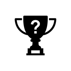 Black Filled Icon FAQ Trophy Icon with Question Mark in Center