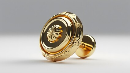 Shiny Golden Pushpin with Smooth Surface – Isolated Render