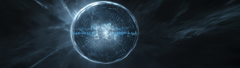 Obraz premium An abstract visualization of a glowing blue sphere with intricate details and an ethereal ambiance