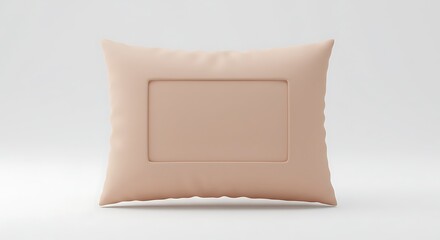 Beige Decorative Pillow with Recessed Rectangle on White