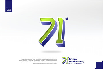 71st Anniversary 3D Number with Silver Jubilee Design in Pear Green and Violet Blue
