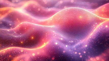 Abstract waves of vibrant pink and purple hues, illuminated with sparkling lights, creating a dreamy and ethereal atmosphere for creative projects.