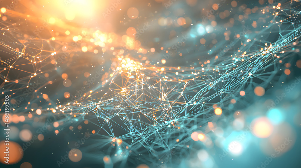 Poster Quantum computing and multidimensional data visualization wallpaper abstract digital art futuristic environment high-resolution design